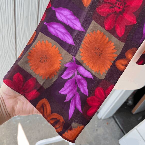 Vintage 90s Travis Ayers Silk Scarf โ Bold Floral Print Retro Accessory - Picture 6 of 6
